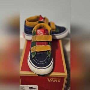 Vans Blue and Red Sneakers with Velcro Straps